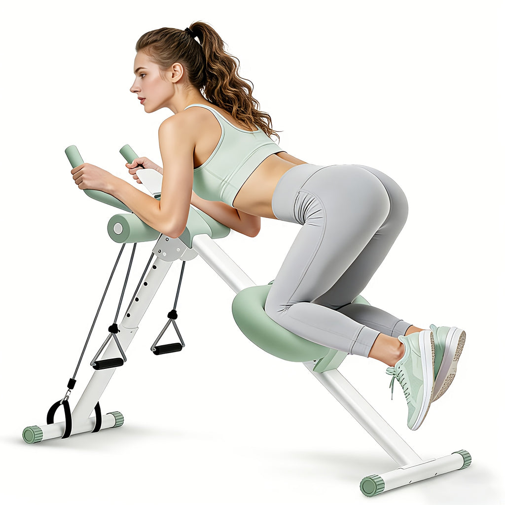Ab Workout Machine, Folding Abdominal Crunch Machine for Home Gym, Abdominal Trainer for Men And Women, with A Pair Of Resistance Bands, Ideal for Beginners' Waist Training
