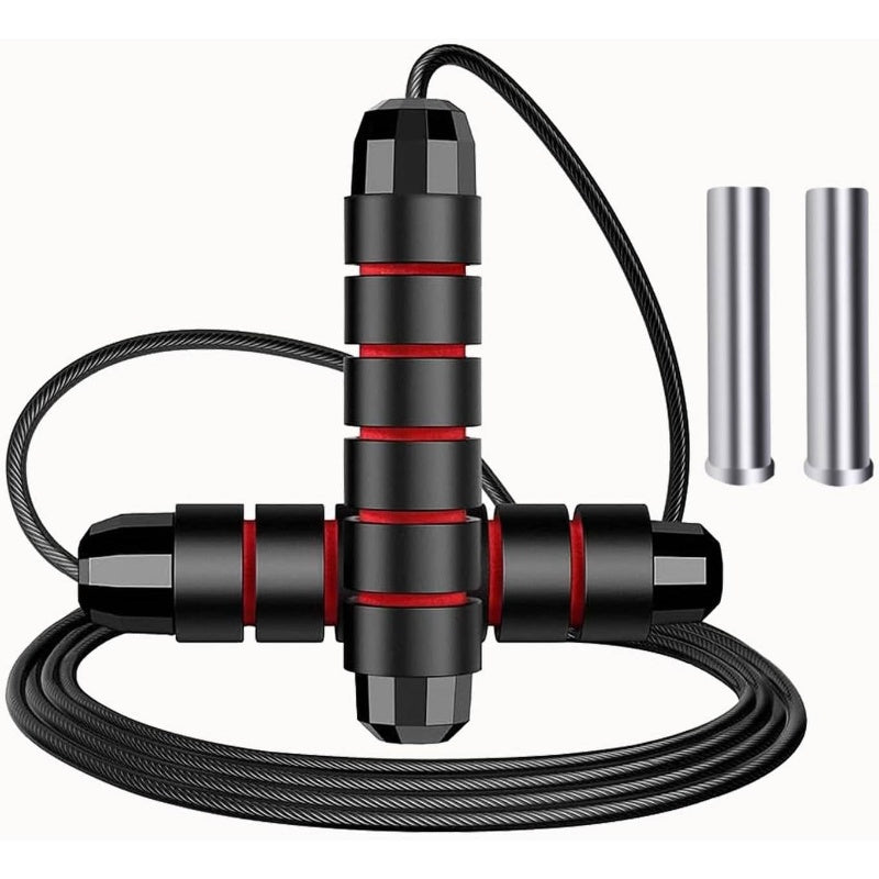 Adjustable Weighted & Non-Weighted Jump Rope with Ball Bearings - 2 Length Options, Rapid Speed Skipping Rope for Boxing, HIIT, Cardio & Strength Training - Heavy-Duty Leather-like Design with Carrying Case-like Storage Compatibility (No Power Requi