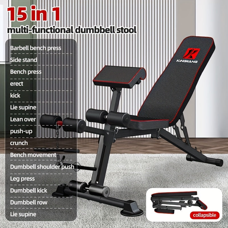 Versatile Dumbbell with Multiple Backrest Settings, Abdominal Press, Adjustable Workout Chair, Sit-Up Support Fitness Gear, Home Strength Training Apparatus for Men, Foldable Press Chair Resembling a Bird Stool