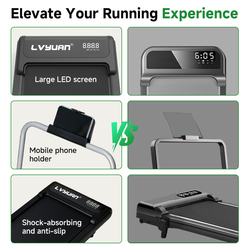 Treadmill with Incline, Small Treadmills for Home,Portable Electric Treadmill with Handles, Lightweight Walking Pad, Compact Running Treadmills, Walking Pad with Handle, 300LBS Capacity