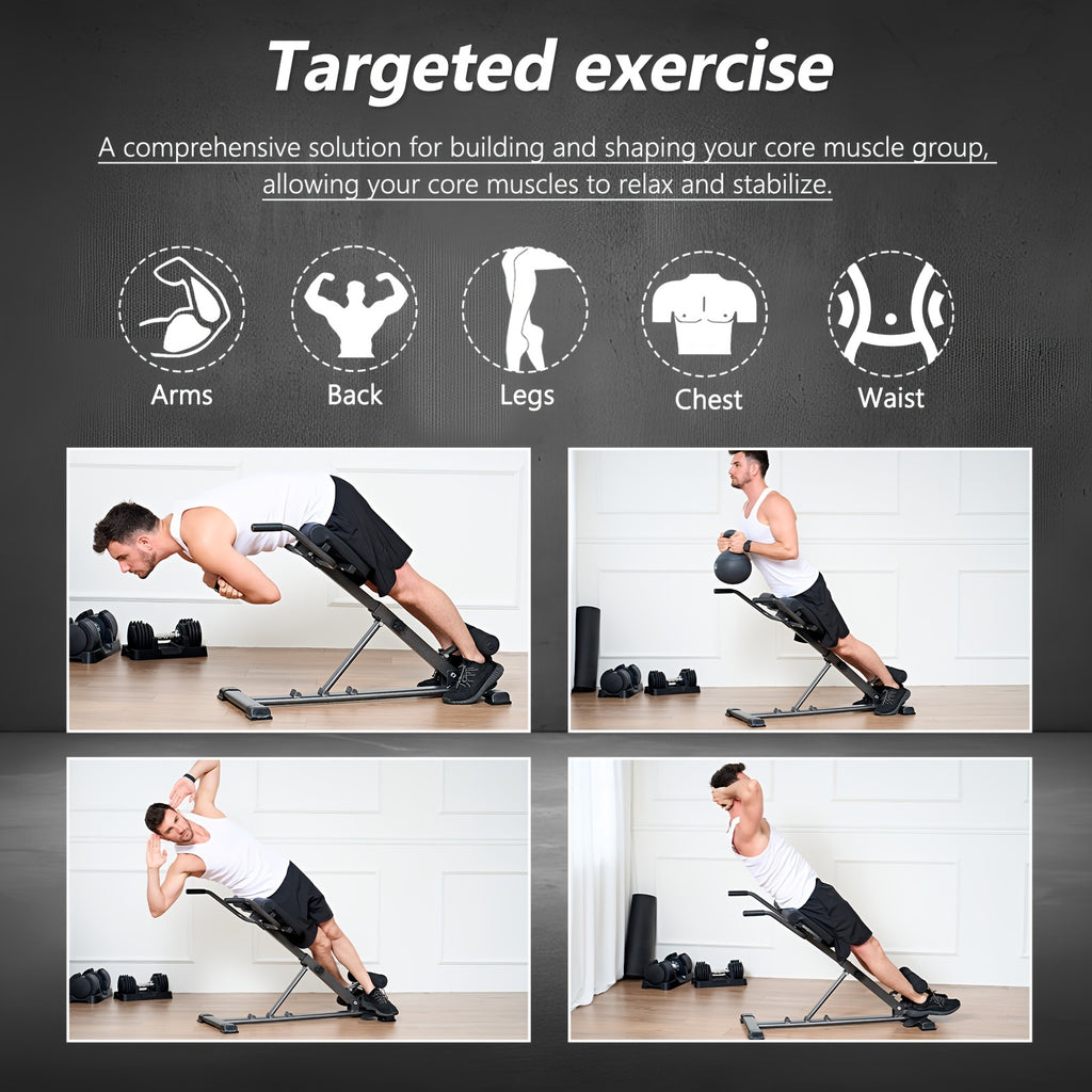Sogesfurniture Adjustable Roman Chair Back Extension Machine, Hyperextension Bench for Hamstring, Roman Chair Exercise Equipment Back Extension, Foldable Exercise Equipment for Home Gym
