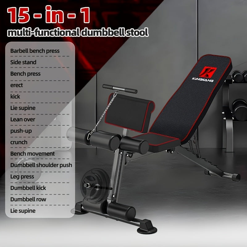 Versatile Dumbbell with Multiple Backrest Settings, Abdominal Press, Adjustable Workout Chair, Sit-Up Support Fitness Gear, Home Strength Training Apparatus for Men, Foldable Press Chair Resembling a Bird Stool