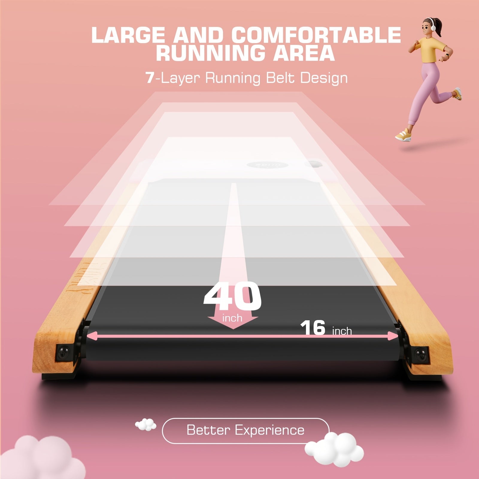 Walking Mat Treadmill with Incline, 2.5HP Wooden Under Desk Treadmill with Smart APP, 300 Lb Capacity, Portable Walking Treadmill with Remote Control And LED Display