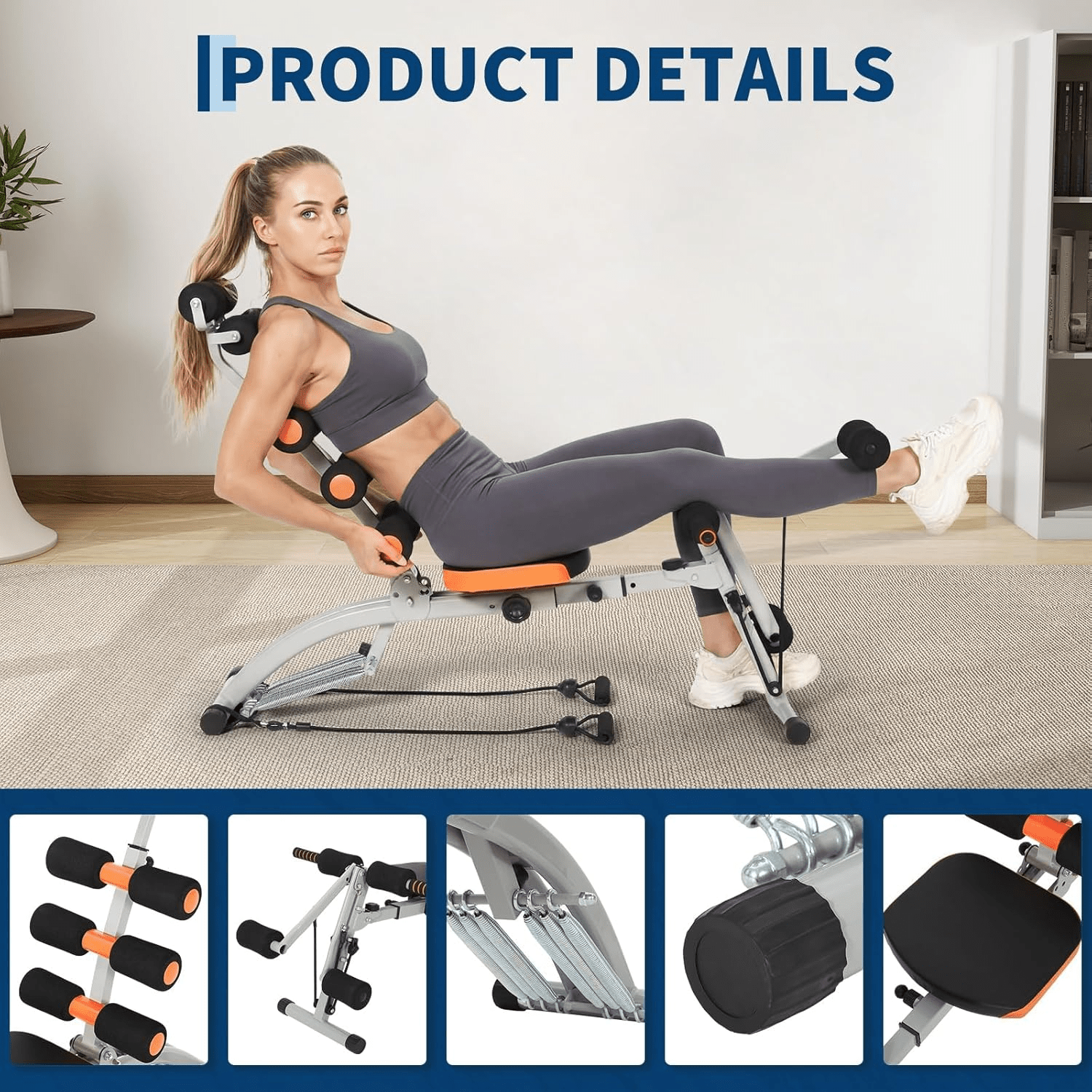 Adjustable Ab Machine, Home Gym Ab Trainer Bench, Multi-Functional Abdominal Trainer, Sit Up Bench, Core Workout Equipment, Exercise Chair for Stomach Exercise And Strength Training, Full Body Workout