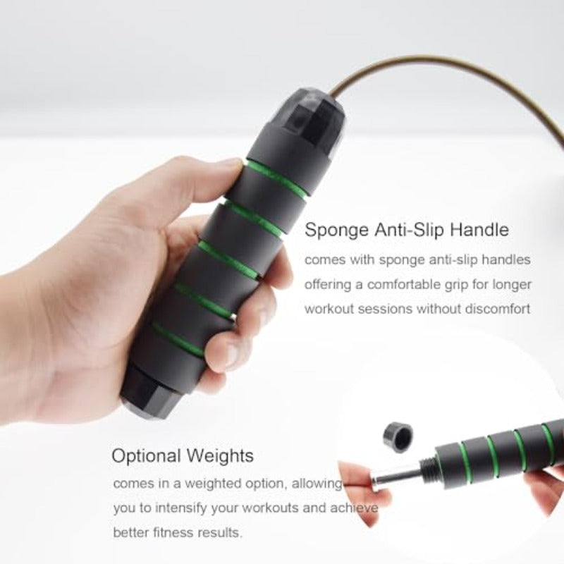 Ahomie Leather Jump Rope And Adjustable Jump Ropes for Skipping, Featuring a Tangle-Free Design And Rapid Speed with Ball Bearings, Available in Two Lengths And Weighted Options