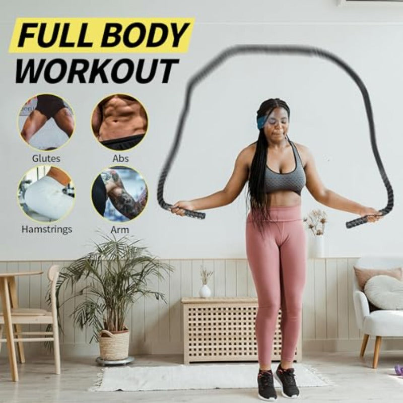 Weighted Jump Rope Designed for Fitness, Featuring a Total Body Muscle Workout with a 4LB Weight. Suitable for Both Men And Women, This 9.2FT Adult Skipping Rope Is Ideal for Gym Training And Home Workouts