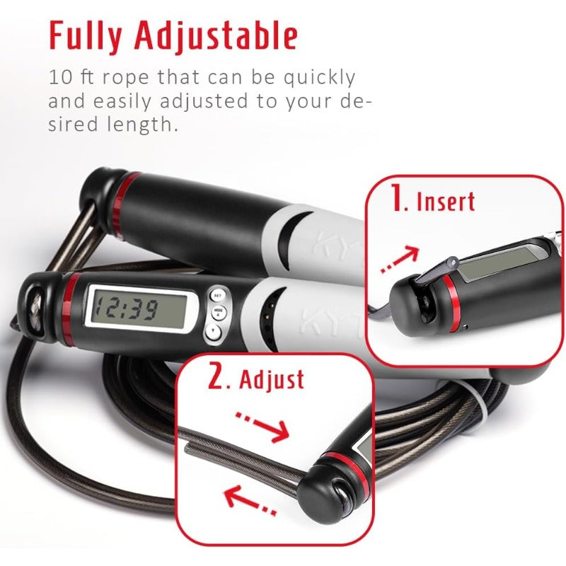1 KYTO Jump Rope | High Speed with Counter, Steel Bearings, Adjustable Length, Speed Skipping, App Fit, Mixed Color, Non-woven Material, Gift for Adults