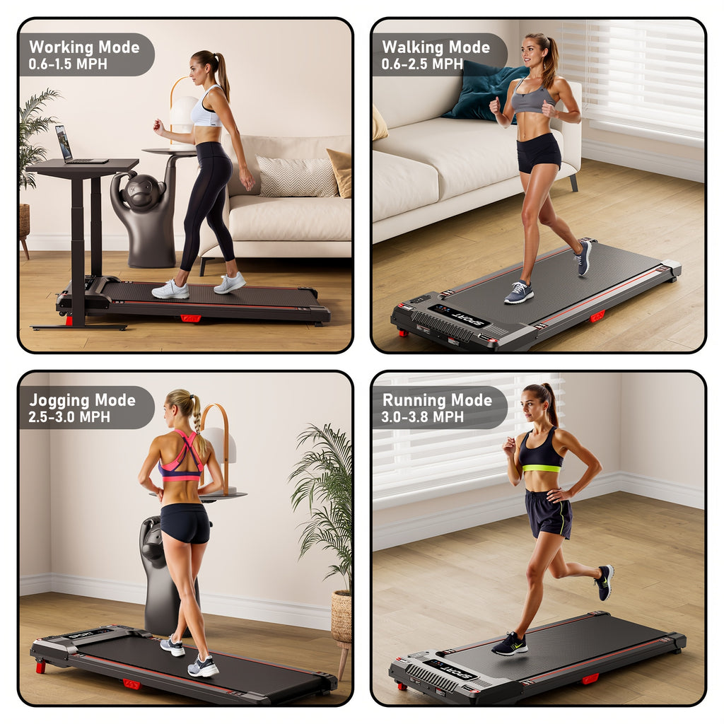 Upgraded Version With Vibration Mode Under Desk Treadmill Walking Pad, 2.5HP 2-in-1 Jogging Foldable Portable Treadmill, 330LBS Capacity, Quiet Office\u002FHome Use, Without Battery