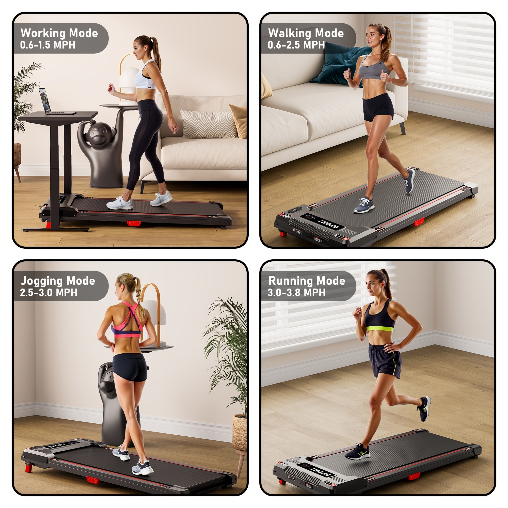 Upgraded Version With Vibration Mode Under Desk Treadmill Walking Pad, 2.5HP 2-in-1 Jogging Foldable Portable Treadmill, 330LBS Capacity, Quiet Office\u002FHome Use, Without Battery