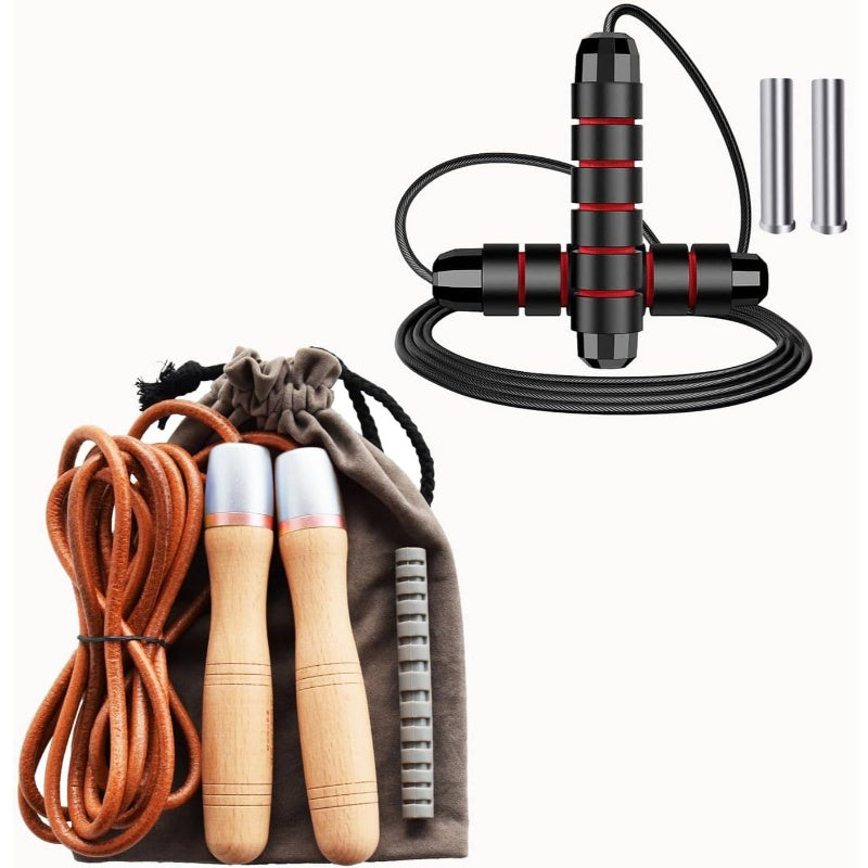 Adjustable Weighted & Non-Weighted Jump Rope with Ball Bearings - 2 Length Options, Rapid Speed Skipping Rope for Boxing, HIIT, Cardio & Strength Training - Heavy-Duty Leather-like Design with Carrying Case-like Storage Compatibility (No Power Requi
