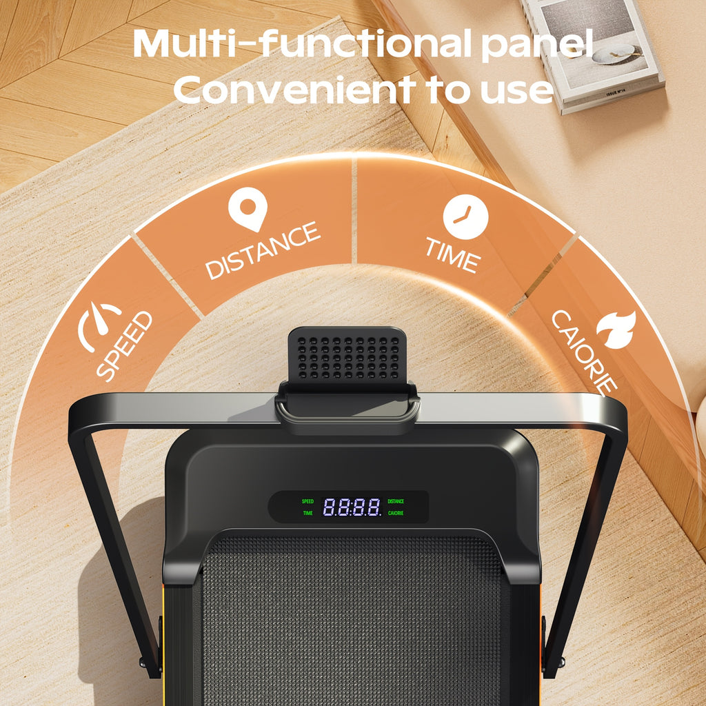 KERDOM 4 in 1 Climbing Treadmill Featuring a Handrail And Handlebar, a Quiet Running Pad with a 6% Incline Suitable for Home Gym Workouts, Equipped with an LED Display And Phone Holder, a Portable Folding Walking Pad That Saves Space for Office Use
