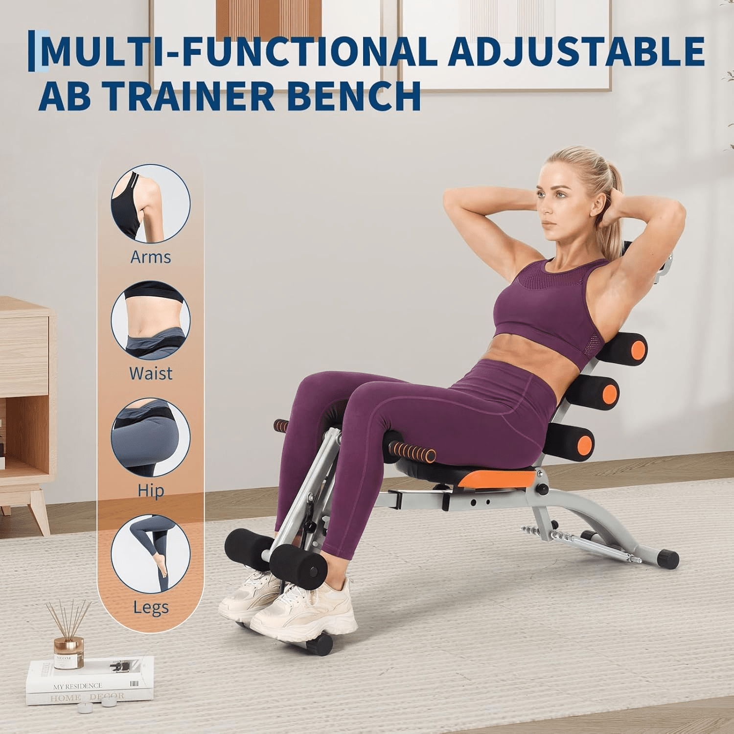 Adjustable Ab Machine, Home Gym Ab Trainer Bench, Multi-Functional Abdominal Trainer, Sit Up Bench, Core Workout Equipment, Exercise Chair for Stomach Exercise And Strength Training, Full Body Workout