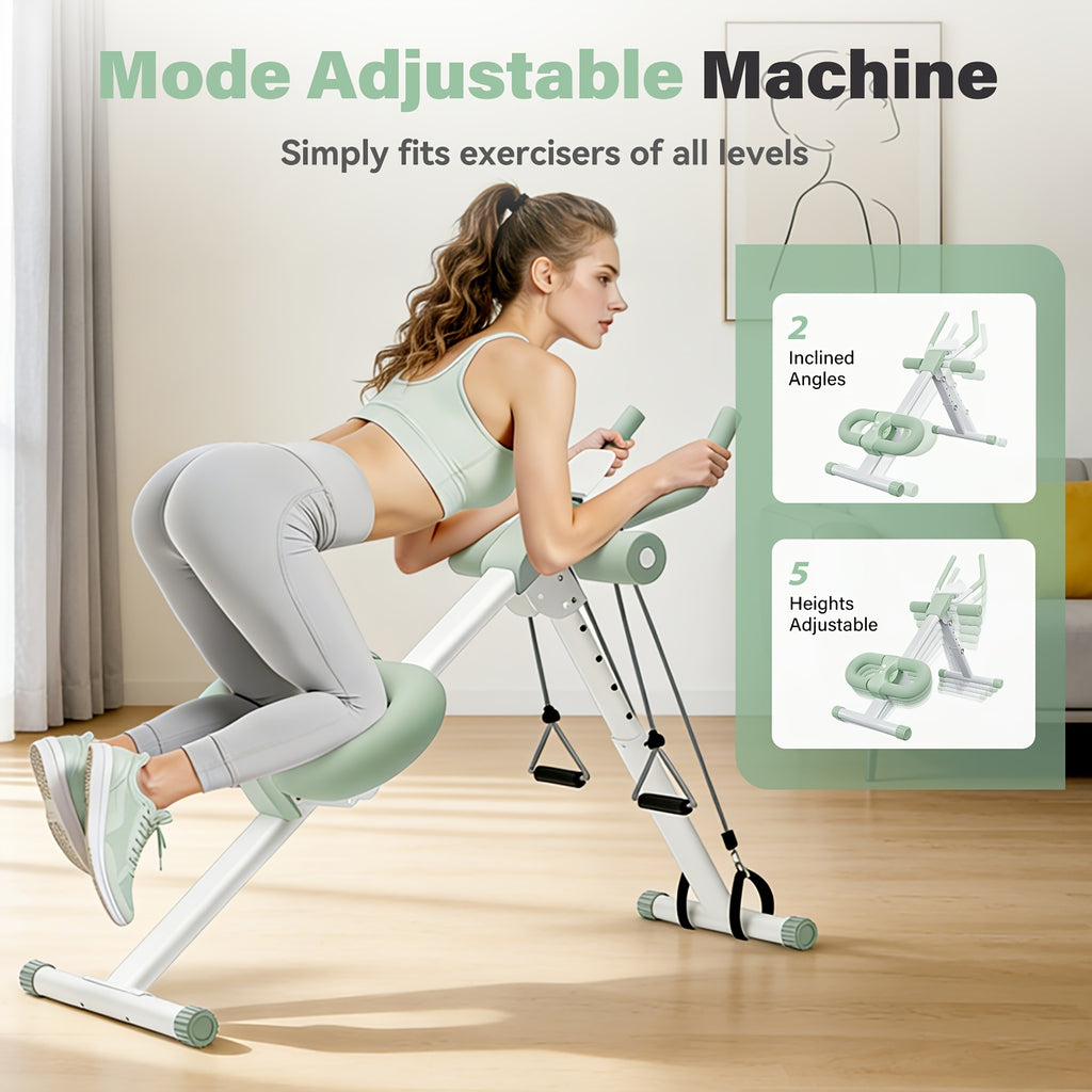 Ab Workout Machine, Folding Abdominal Crunch Machine for Home Gym, Abdominal Trainer for Men And Women, with A Pair Of Resistance Bands, Ideal for Beginners' Waist Training