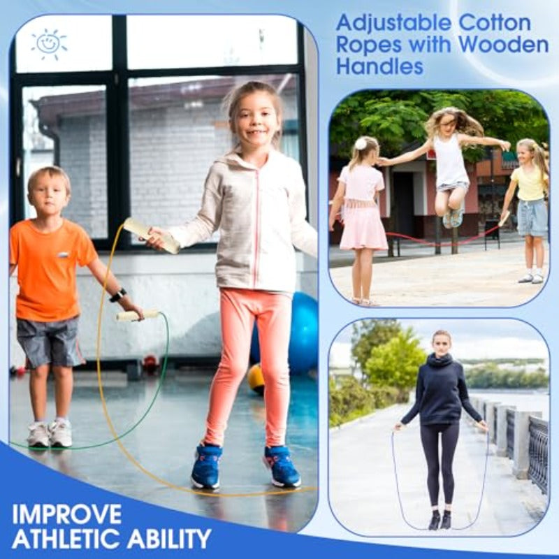 8. 53ft Jump Ropes for Adults Adjustable Skipping Rope with Wooden Handle for Multiplayer Double Dutch Jump Rope Exercise Outdoor Fun School Sport Game Gift
