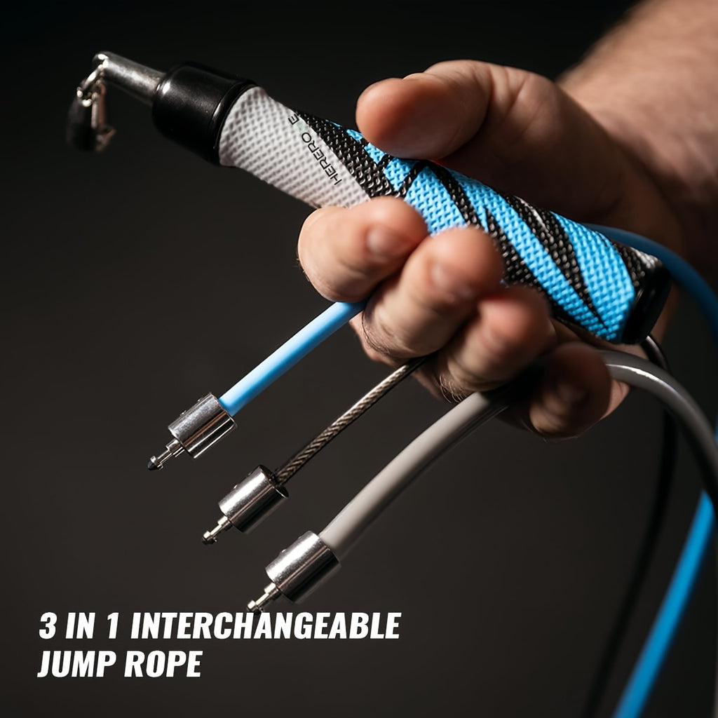 Hererope Weighted Jump Rope System with Interchangeable Weights (1\u002F6lb, 1\u002F4lb, 1\u002F2lb) - Precision Ball-Bearing Suitable for Fitness, Speed Training, Endurance & Total Body Workout - Anti-Slip Grip Jump Ropes for Gym, Men & Women