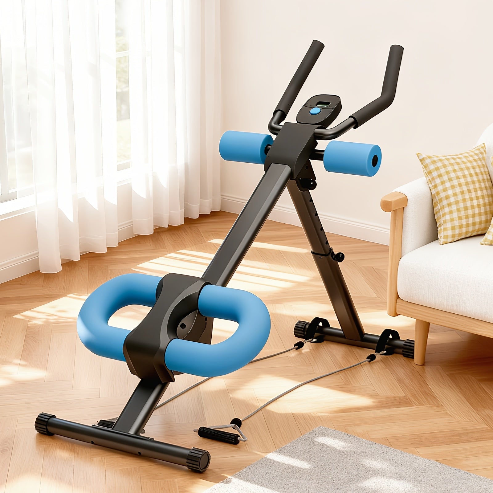 Ab Workout Machine, Folding Abdominal Crunch Machine for Home Gym, Abdominal Trainer for Men And Women, with A Pair Of Resistance Bands, Ideal for Beginners' Waist Training