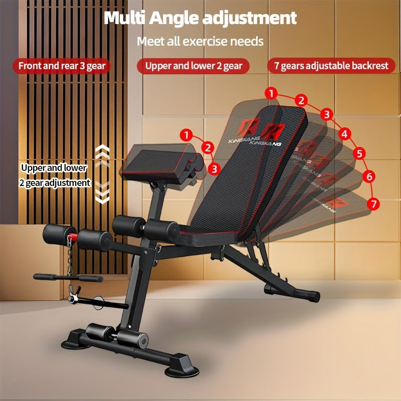 Versatile Dumbbell with Multiple Backrest Settings, Abdominal Press, Adjustable Workout Chair, Sit-Up Support Fitness Gear, Home Strength Training Apparatus for Men, Foldable Press Chair Resembling a Bird Stool