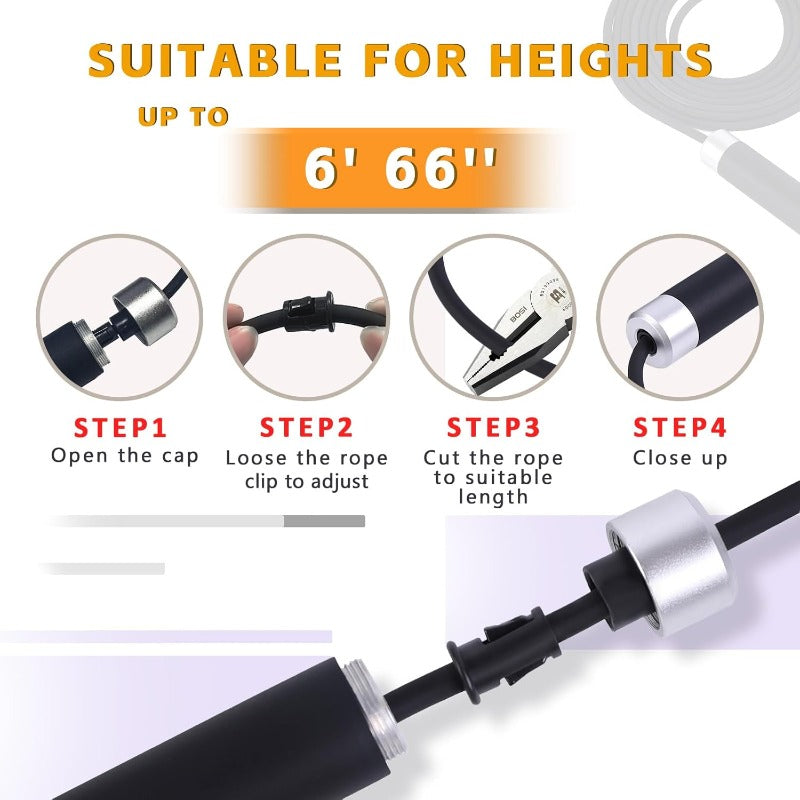 1\u002F2 lb Weighted Jump Rope for Adults & - Adjustable Fitness Skipping Rope with Removable Steel Weights, Non-Slip Grip & 360° Bearings - Heavy-Duty Weighted Exercise Rope for HIIT, Boxing, Toning (Men & Women), Skipping Rope For Exercise, Skipping