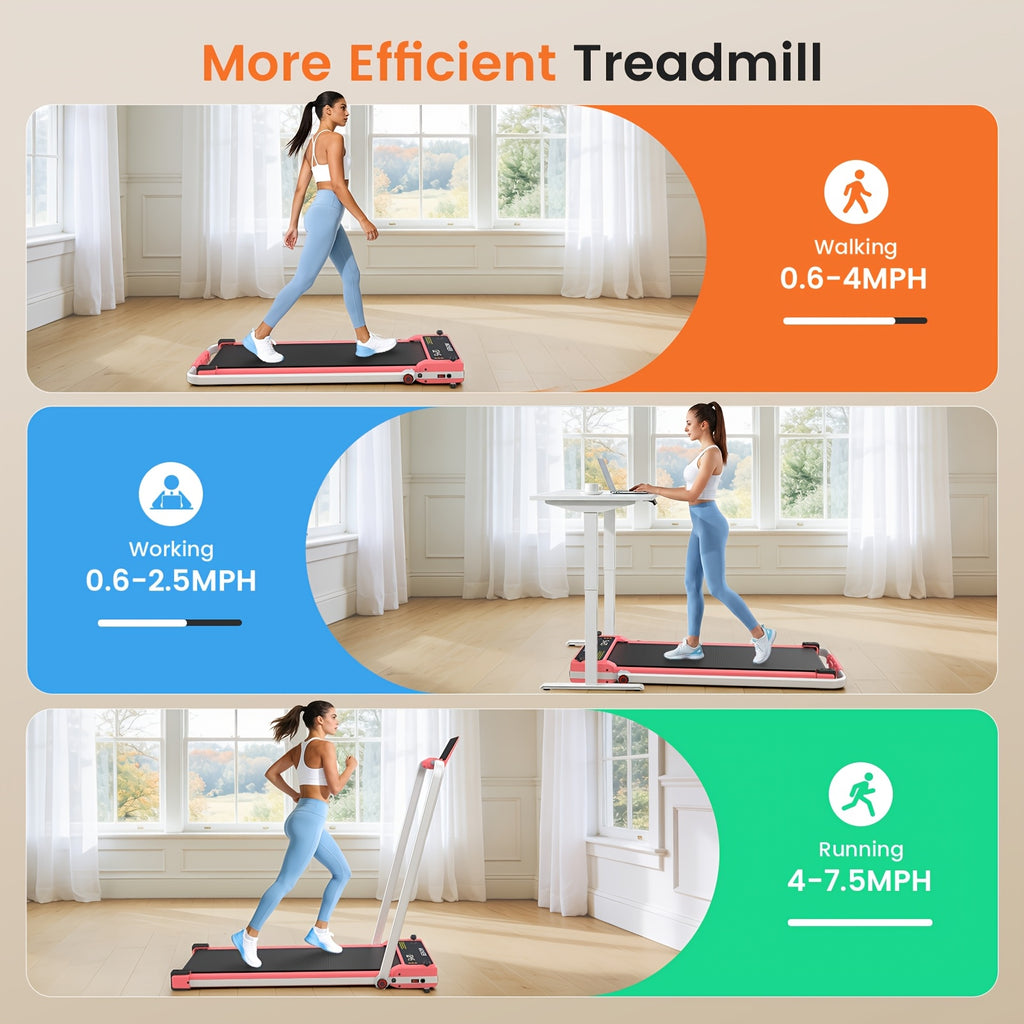 Foldable Walking Pad Treadmill with Foot Massager & Dual-Sided Incline - Motorized Belt Suitable for Home\u002FOffice, Adjustable Speed (0.6-7.5MPH), Handle Bar, Compact for Small Spaces, Plug (No Required)
