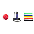 Exercise Training EquipmentsAdjustable Skipping Rope and 5 Loop Exercise Bands and Massage Ball Jump Rope and Stretch Bands for Home Gym Exercise to Men Women, Fitness Equipment, Strength Training, Multifunctional Bands, Adjustable Resistance