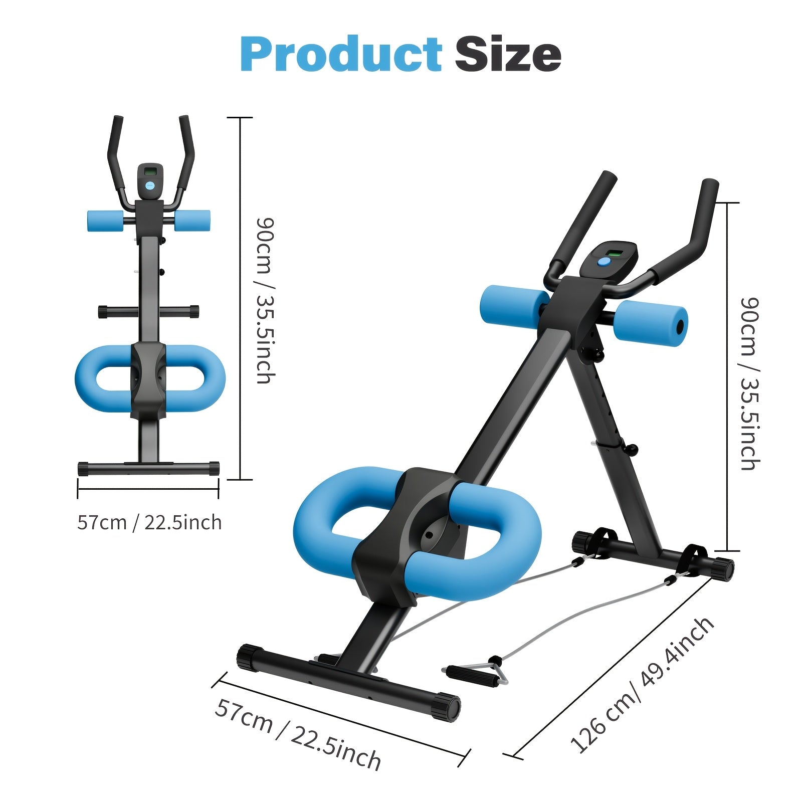 Ab Workout Machine, Folding Abdominal Crunch Machine for Home Gym, Abdominal Trainer for Men And Women, with A Pair Of Resistance Bands, Ideal for Beginners' Waist Training