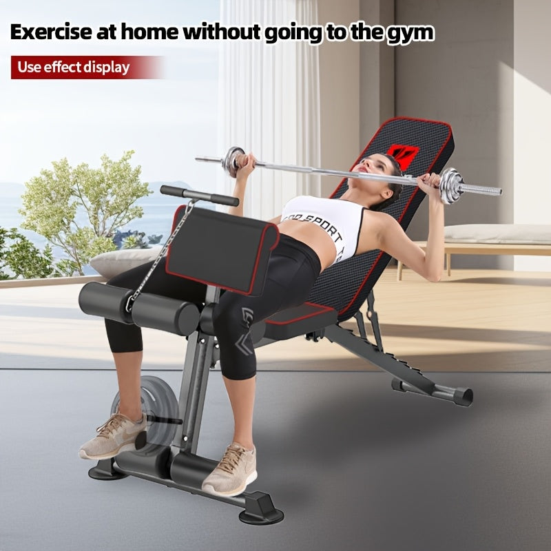 Versatile Dumbbell with Multiple Backrest Settings, Abdominal Press, Adjustable Workout Chair, Sit-Up Support Fitness Gear, Home Strength Training Apparatus for Men, Foldable Press Chair Resembling a Bird Stool