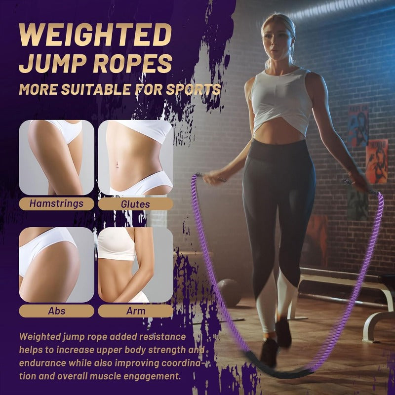 1 Weighted Jump Rope for Women | Non-woven Material, Mixed Color, Ideal for Strength Training, Weight Loss, Total Body Workout, Home Gym Use