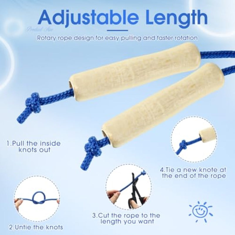 8. 53ft Jump Ropes for Adults Adjustable Skipping Rope with Wooden Handle for Multiplayer Double Dutch Jump Rope Exercise Outdoor Fun School Sport Game Gift