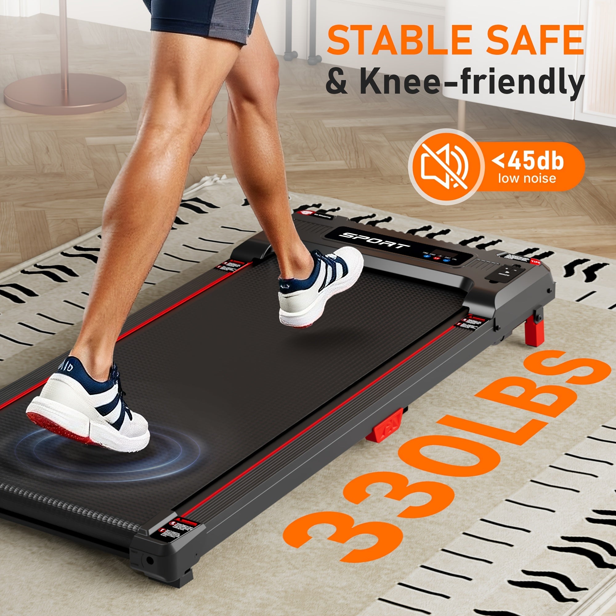 Upgraded Version With Vibration Mode Under Desk Treadmill Walking Pad, 2.5HP 2-in-1 Jogging Foldable Portable Treadmill, 330LBS Capacity, Quiet Office\u002FHome Use, Without Battery