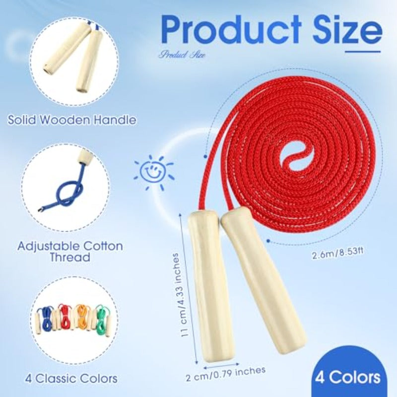 8. 53ft Jump Ropes for Adults Adjustable Skipping Rope with Wooden Handle for Multiplayer Double Dutch Jump Rope Exercise Outdoor Fun School Sport Game Gift