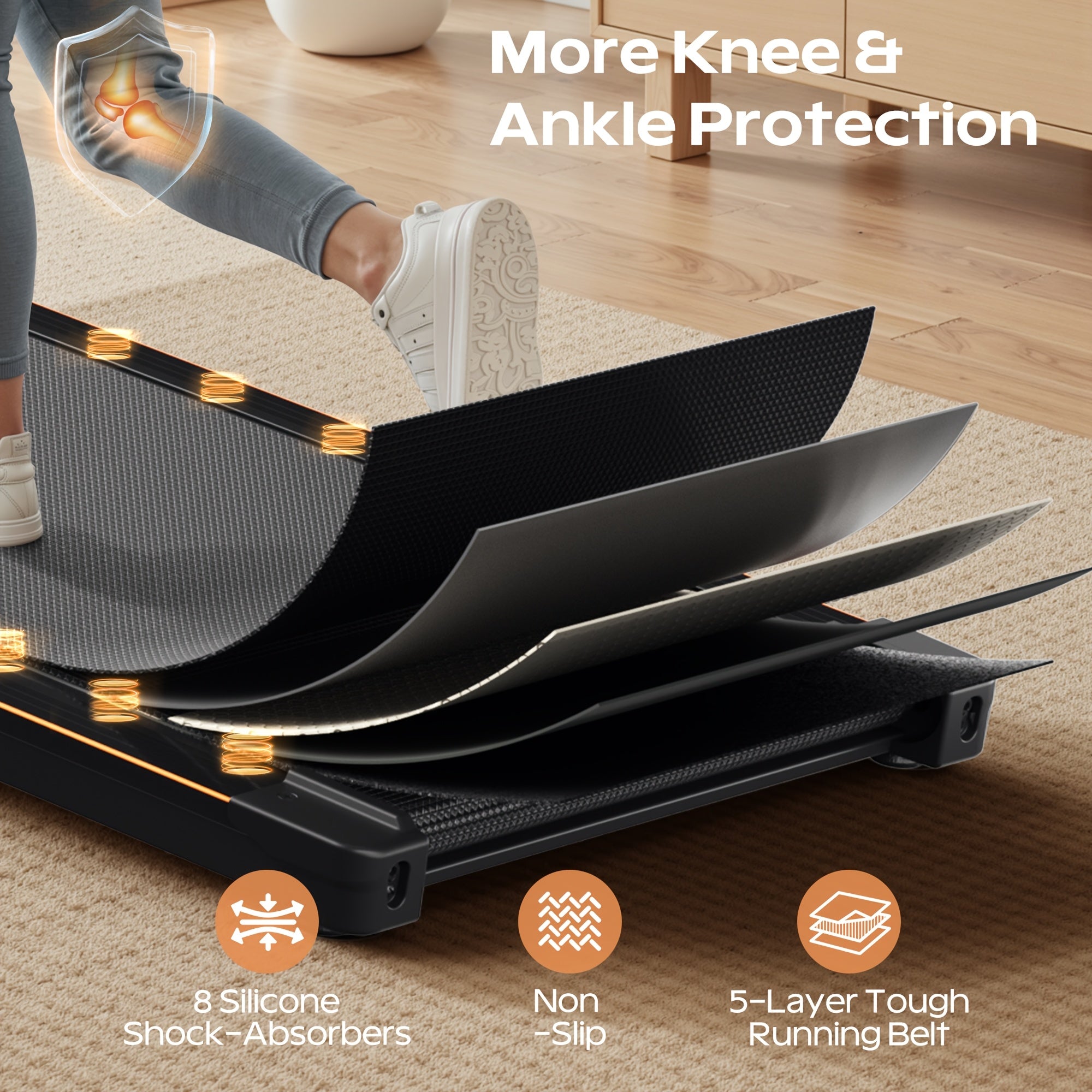 KERDOM 4 in 1 Climbing Treadmill Featuring a Handrail And Handlebar, a Quiet Running Pad with a 6% Incline Suitable for Home Gym Workouts, Equipped with an LED Display And Phone Holder, a Portable Folding Walking Pad That Saves Space for Office Use