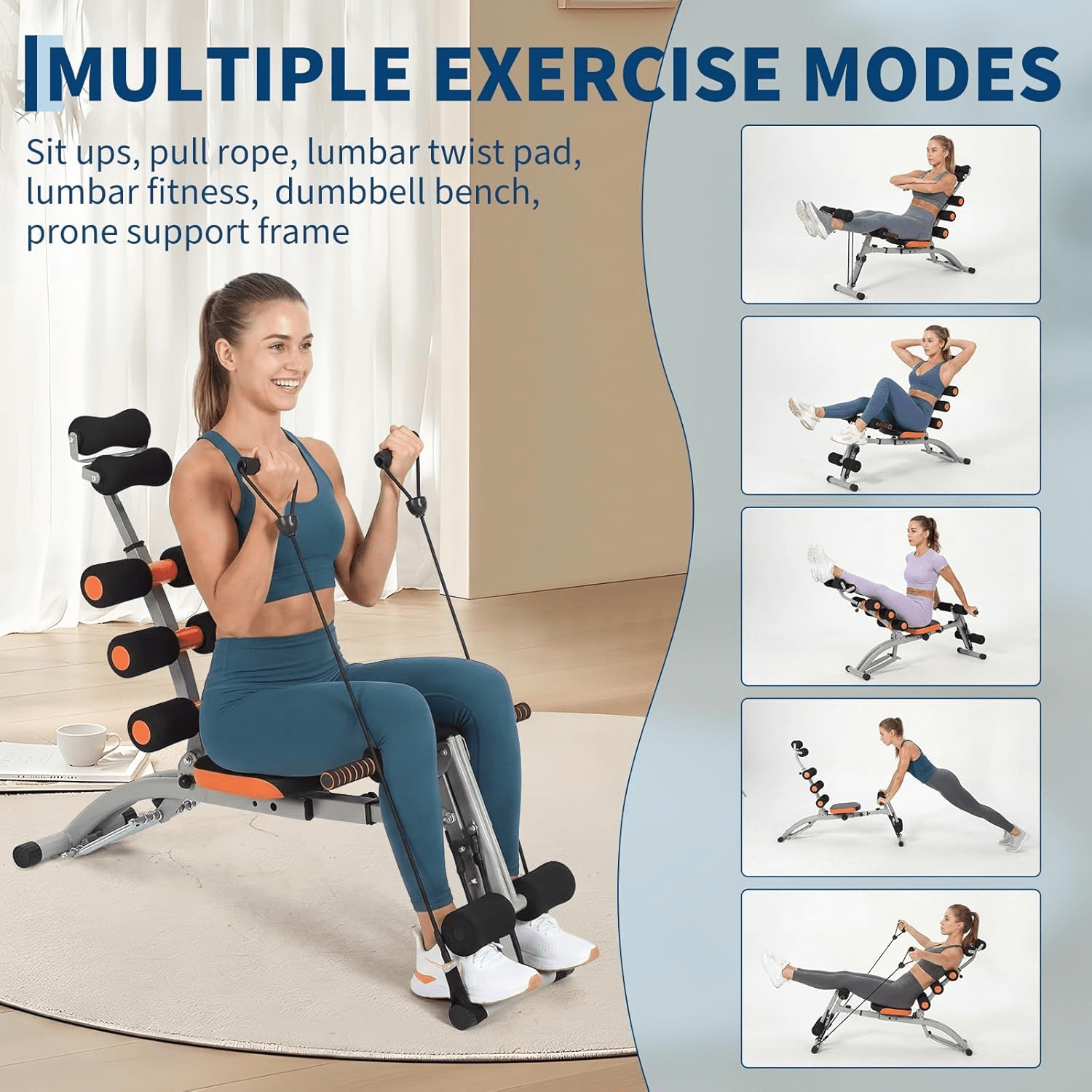 Adjustable Ab Machine, Home Gym Ab Trainer Bench, Multi-Functional Abdominal Trainer, Sit Up Bench, Core Workout Equipment, Exercise Chair for Stomach Exercise And Strength Training, Full Body Workout