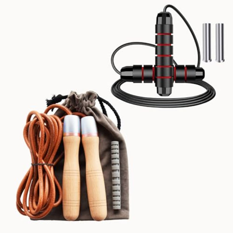 Ahomie Leather Jump Rope And Adjustable Jump Ropes for Skipping, Featuring a Tangle-Free Design And Rapid Speed with Ball Bearings, Available in Two Lengths And Weighted Options