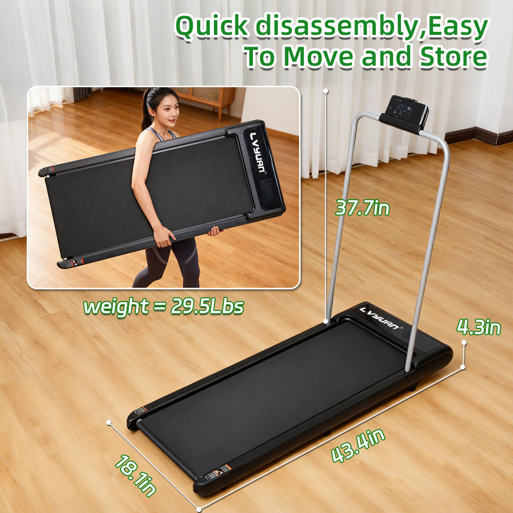 Treadmill with Incline, Small Treadmills for Home,Portable Electric Treadmill with Handles, Lightweight Walking Pad, Compact Running Treadmills, Walking Pad with Handle, 300LBS Capacity