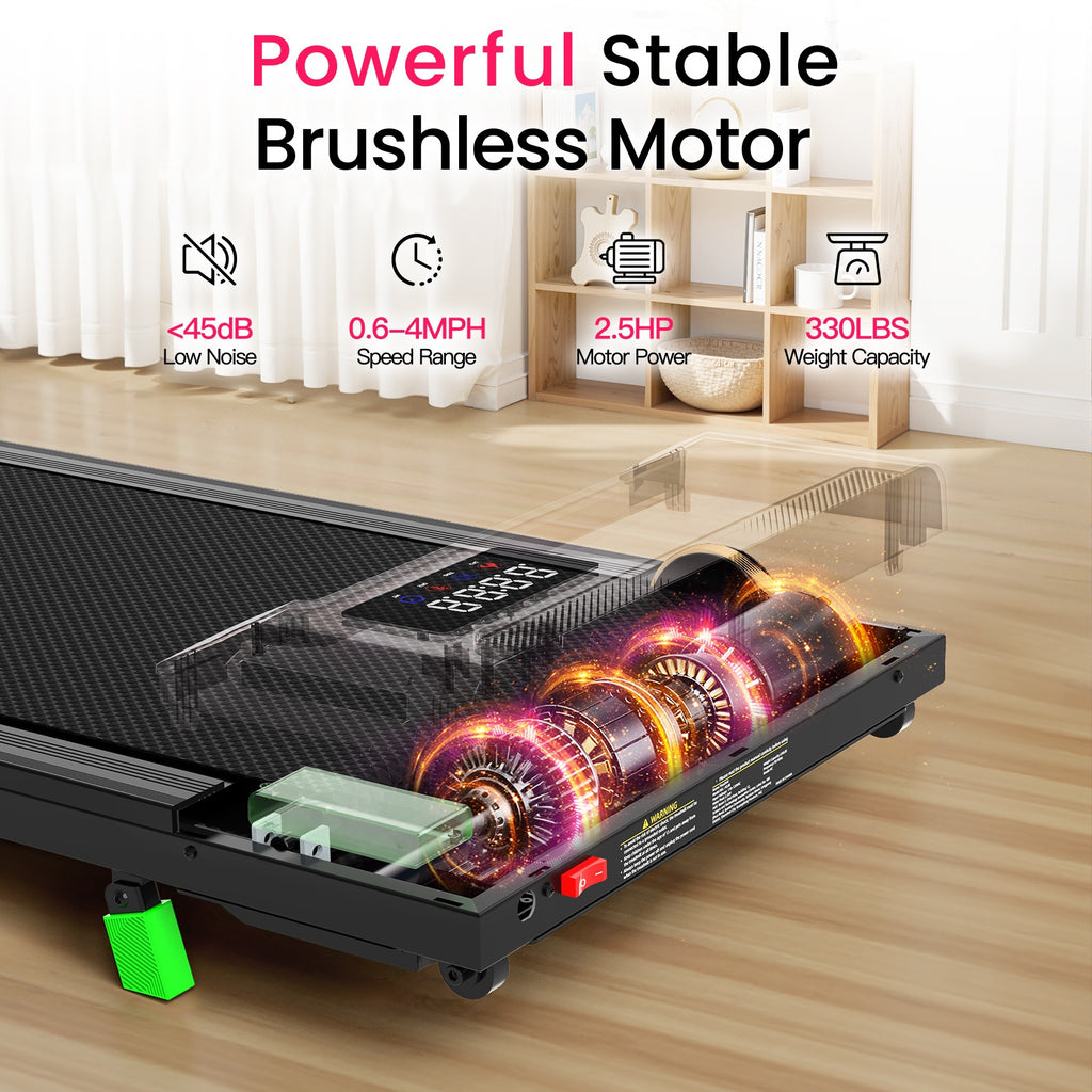 Compact And Portable Walking Treadmill Designed for Home Use, Featuring a 2.5HP Brushless Motor, Silent Operation, a 6% Incline, And a Weight Capacity of 330 Lbs, Without Battery