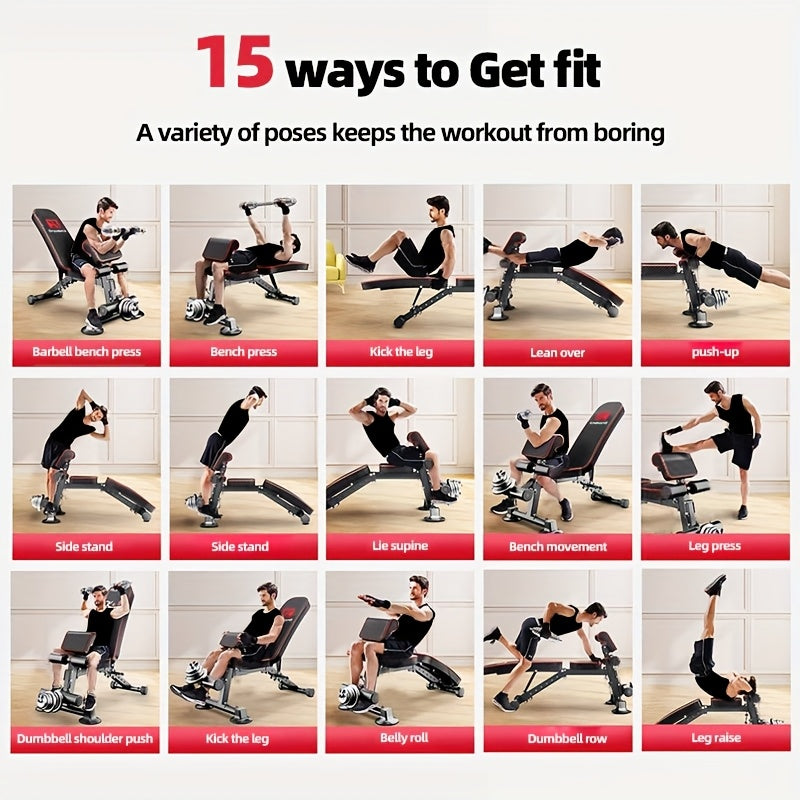 Versatile Dumbbell with Multiple Backrest Settings, Abdominal Press, Adjustable Workout Chair, Sit-Up Support Fitness Gear, Home Strength Training Apparatus for Men, Foldable Press Chair Resembling a Bird Stool