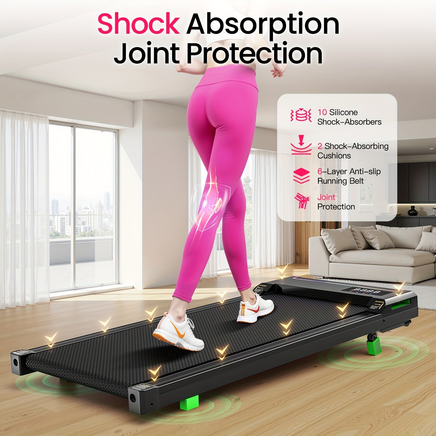Compact And Portable Walking Treadmill Designed for Home Use, Featuring a 2.5HP Brushless Motor, Silent Operation, a 6% Incline, And a Weight Capacity of 330 Lbs, Without Battery