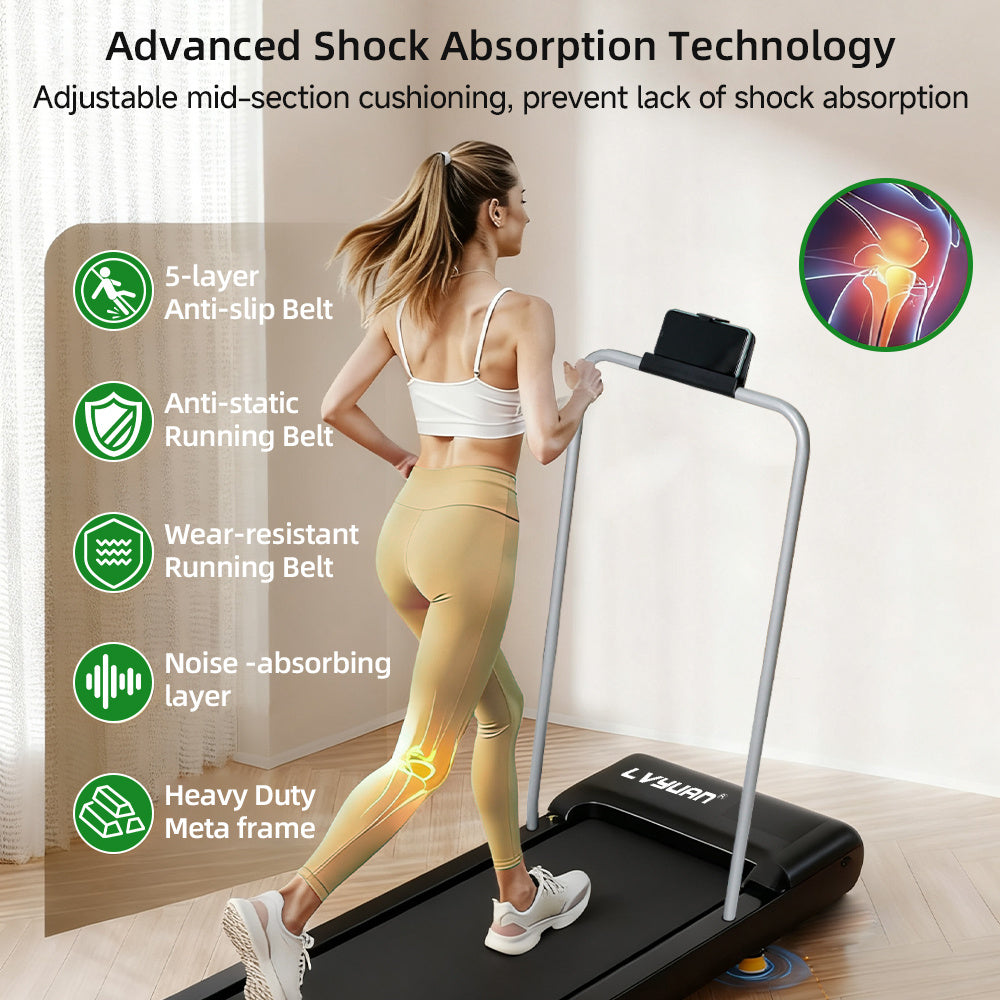 Treadmill with Incline, Small Treadmills for Home,Portable Electric Treadmill with Handles, Lightweight Walking Pad, Compact Running Treadmills, Walking Pad with Handle, 300LBS Capacity